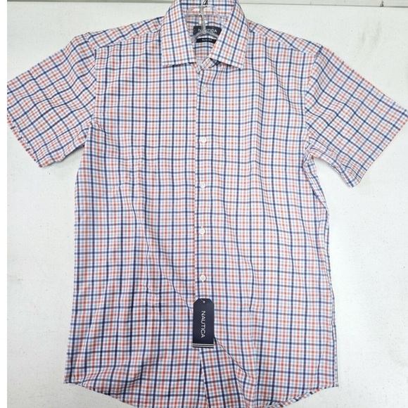 Nautica Men's Short Sleeve Button Down Plaid Shirt - Picture 1 of 7